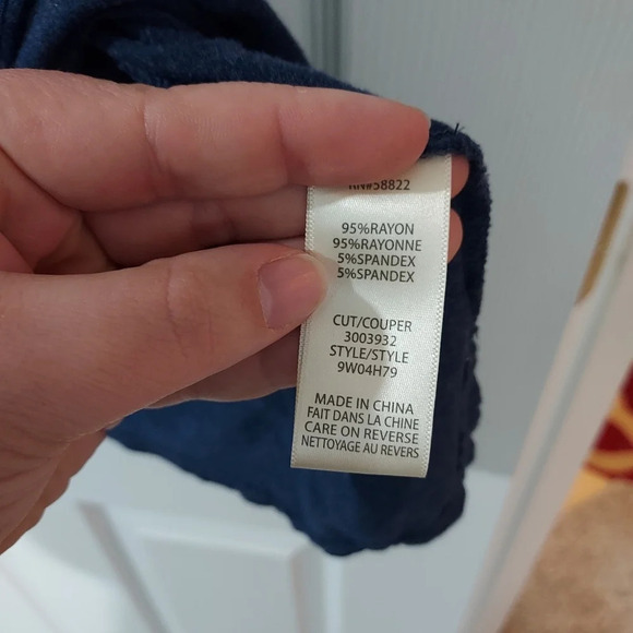 Max Studio Heather Navy Blue Short Sleeve Embroidered Trim Shirt in Size 2X - Picture 10 of 11